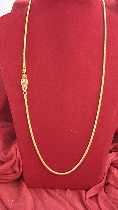92.5 Silver Gold Plated Thaali Chain 22 Inches | Stylish Elegant Finish | Jewellery