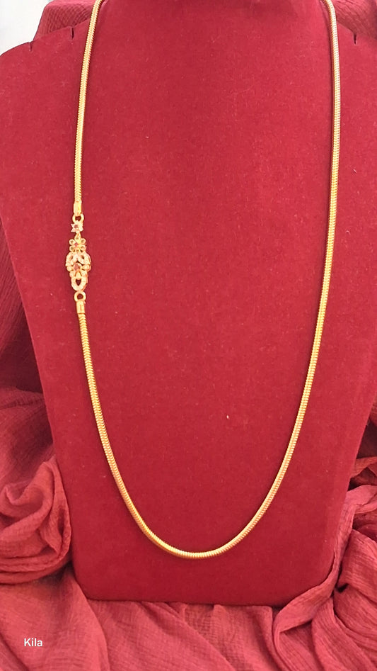 92.5 Silver Gold Plated Thaali Chain 22 Inches | Stylish Elegant Finish | Jewellery