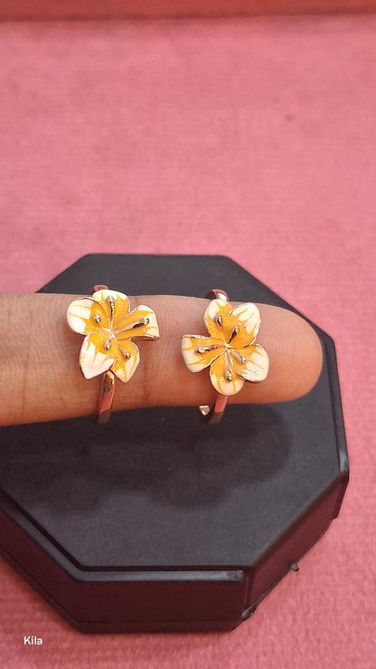 92.5 Silver Rose Gold Blue Flower Toe Rings | Stylish Elegant Design | Jewellery