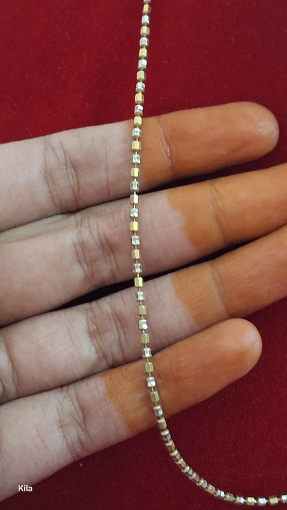 92.5 Silver Dual Tone Chain 18 Inches | Stylish Premium Finish | Elegant Jewellery