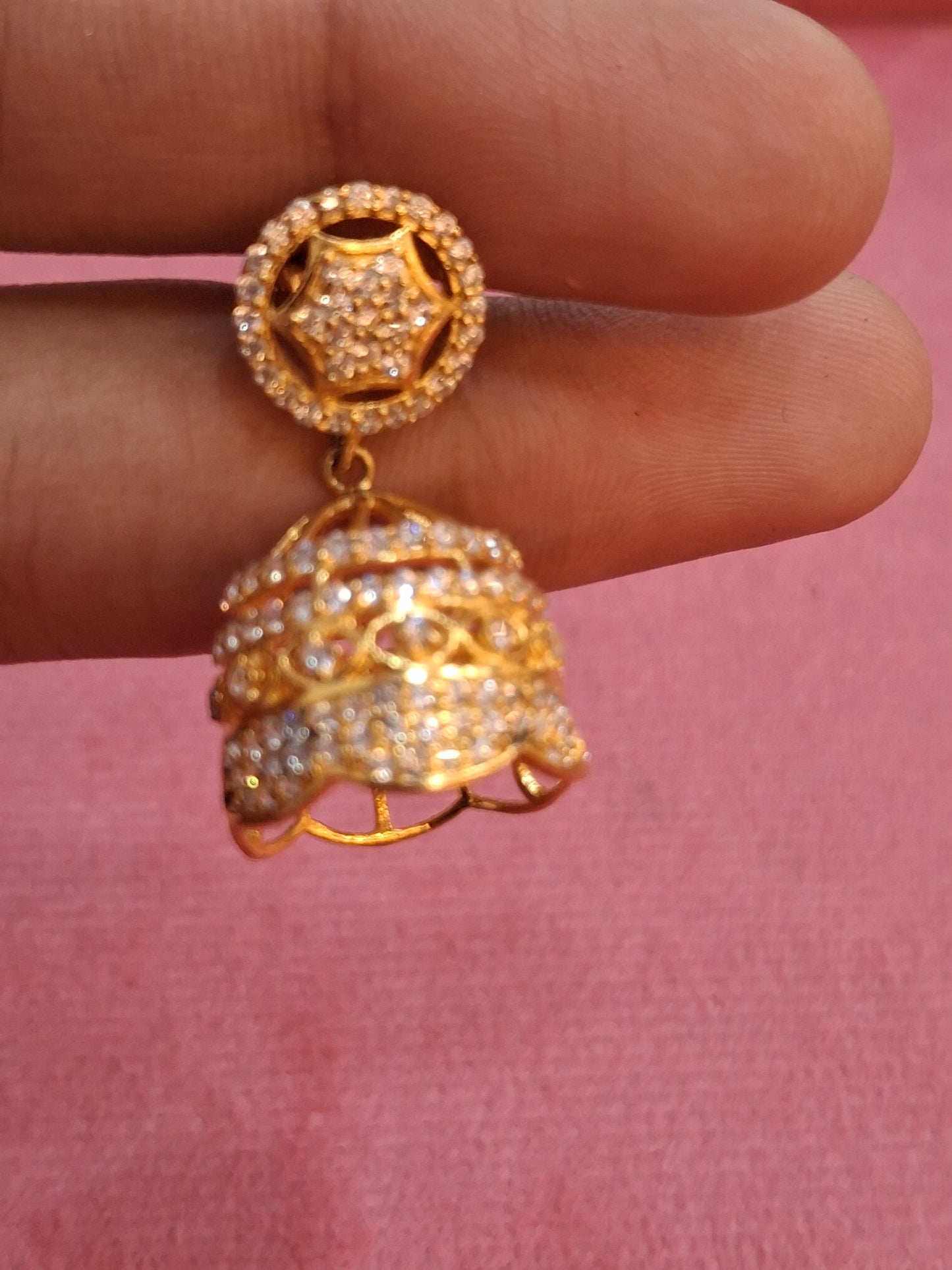 92.5 Silver Gold Plated White Stone Jhumki | Traditional Elegant Design | Jewellery