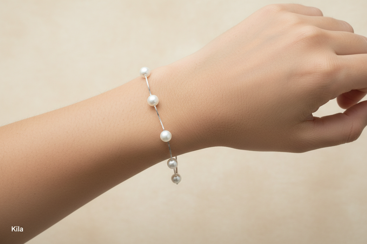 92.5 Silver Pearl Bracelet | Stylish Elegant Design | Premium Jewellery