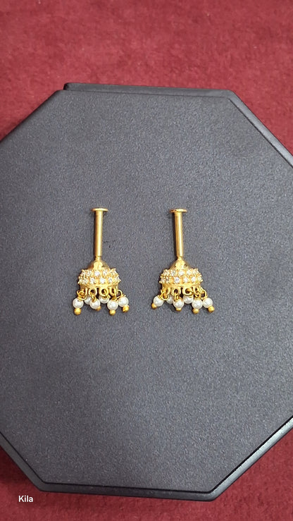 92.5 Silver White CZ Jhumki Bugadi | Stylish Traditional Design | Elegant Jewellery