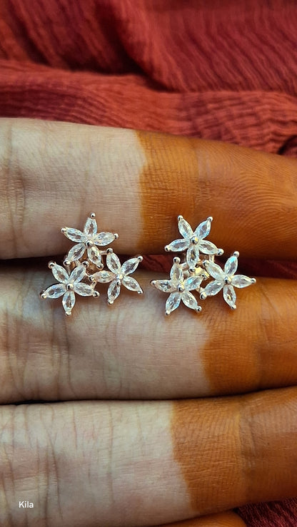 92.5 Silver Rose Gold Plated Star Studs | Stylish Trendy Design | Elegant Jewellery