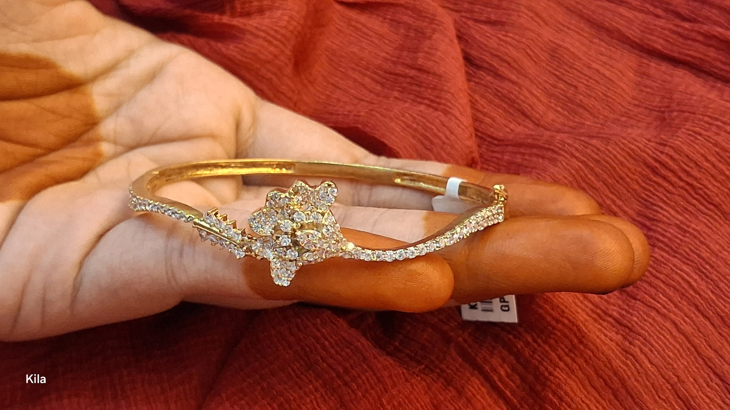 92.5 Silver Gold Plated Kada | Stylish Elegant Design | Premium Jewellery