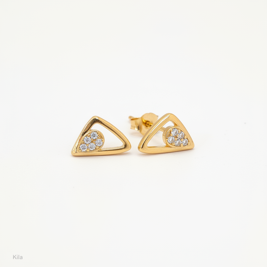 92.5 Silver Gold Plated Studs | Premium Finish Design | Elegant Jewellery