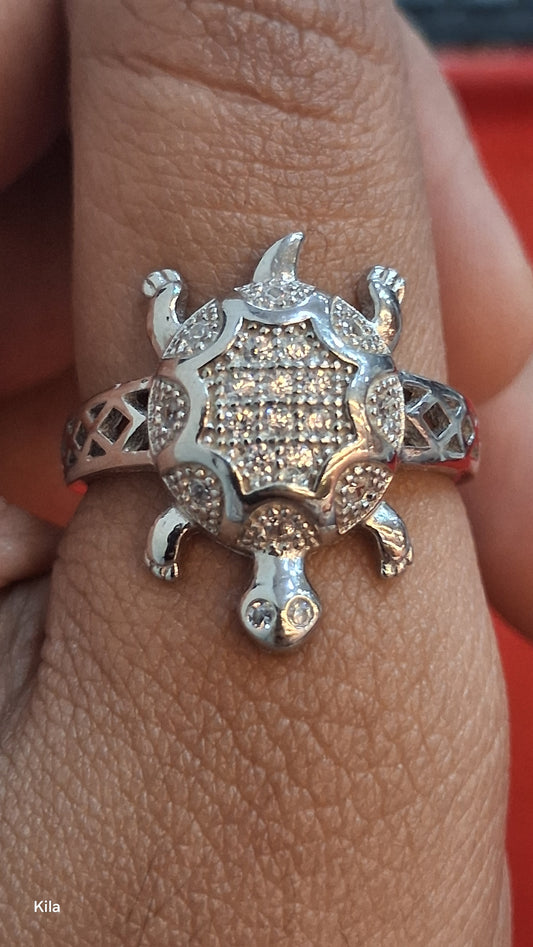 92.5 Silver Traditional Tortoise Ring | Classic Good Luck Design | Jewellery