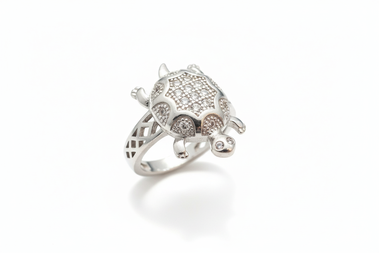 92.5 Silver Traditional Tortoise Ring | Classic Good Luck Design | Jewellery