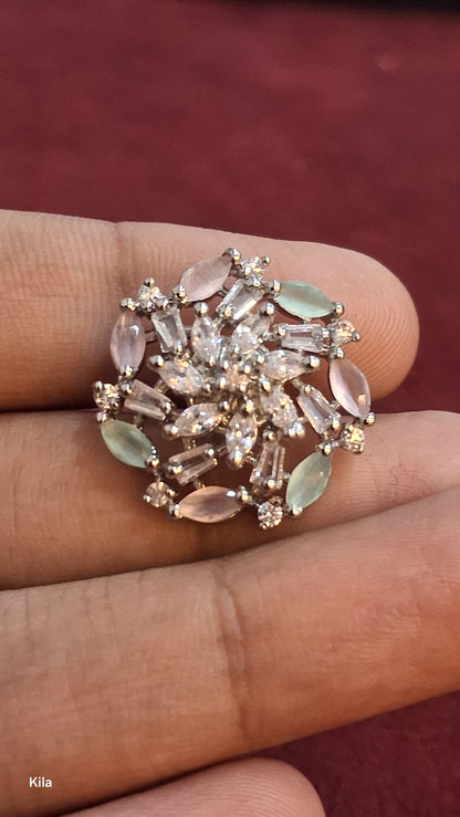 92.5 Silver Pastel Elegance Ring | Minimal Soft Tone Design | Stylish Jewellery