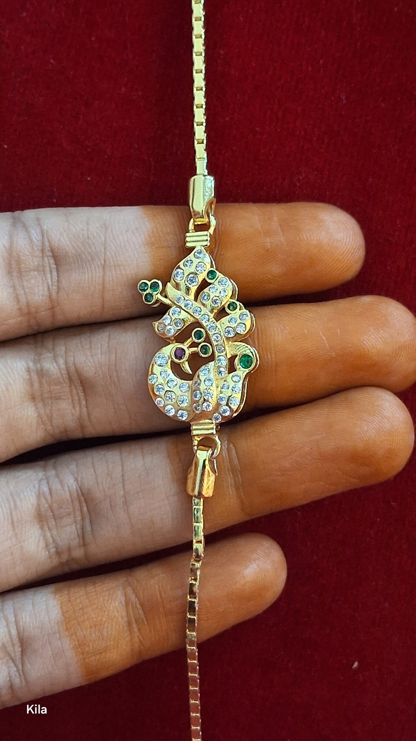 92.5 Silver Gold Plated Thaali Chain 22 Inches | Stylish Traditional Finish | Elegant Jewellery
