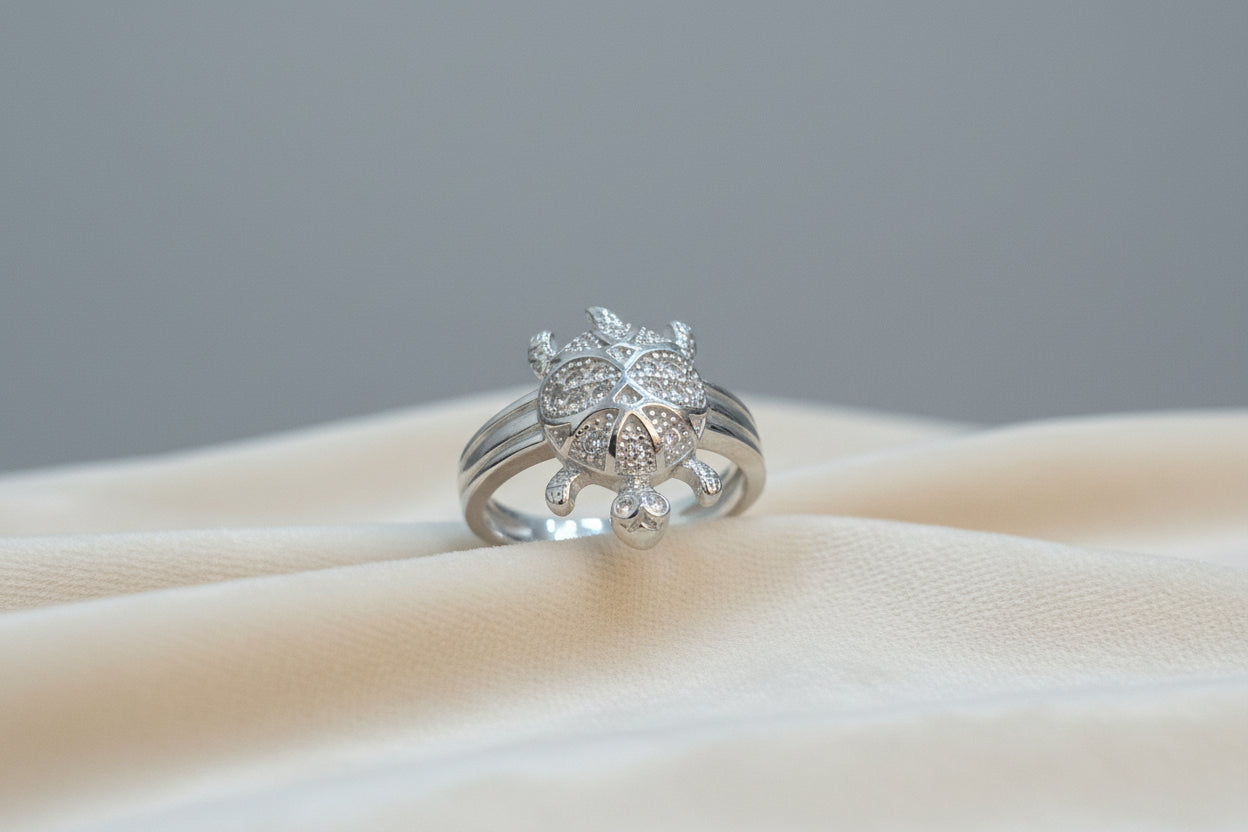 92.5 Silver Elegant Tortoise Motif Ring | Smooth Finish | Daily Wear Jewellery
