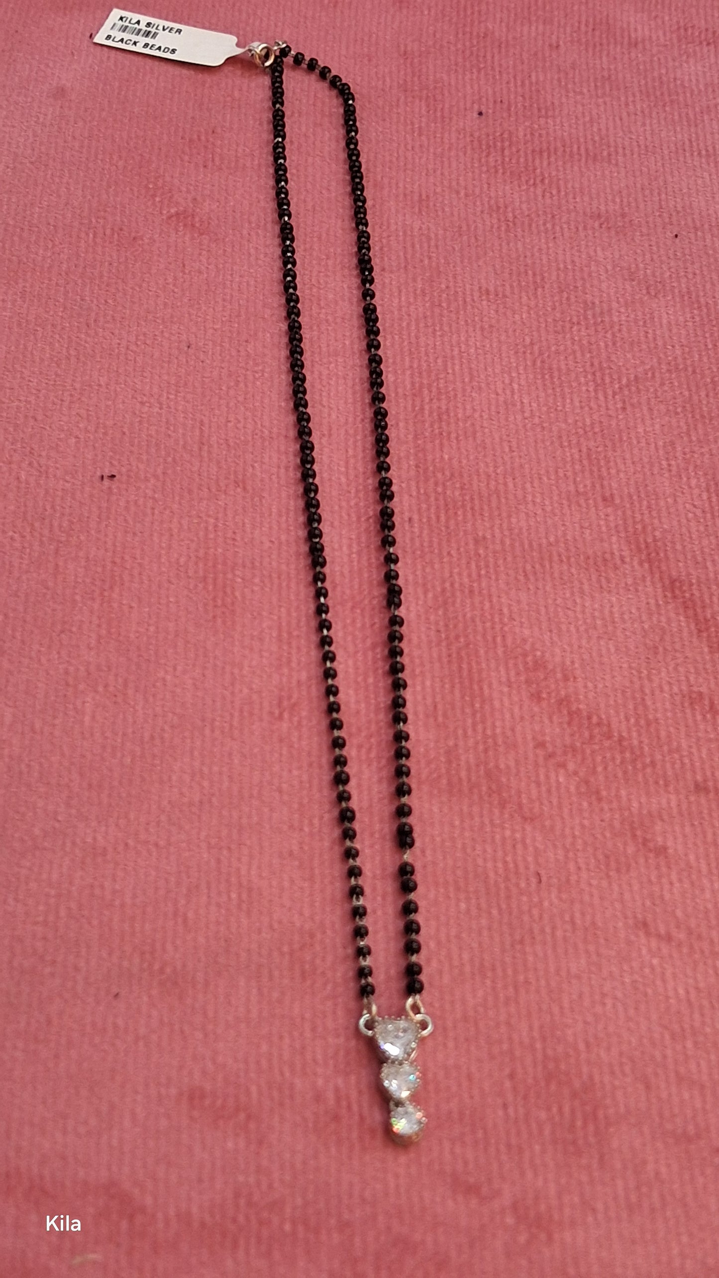 92.5 Silver Black Beads Chain 19 Inches | Stylish Traditional Design | Jewellery