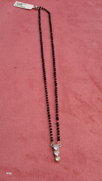 92.5 Silver Black Beads Chain 19 Inches | Stylish Traditional Design | Jewellery