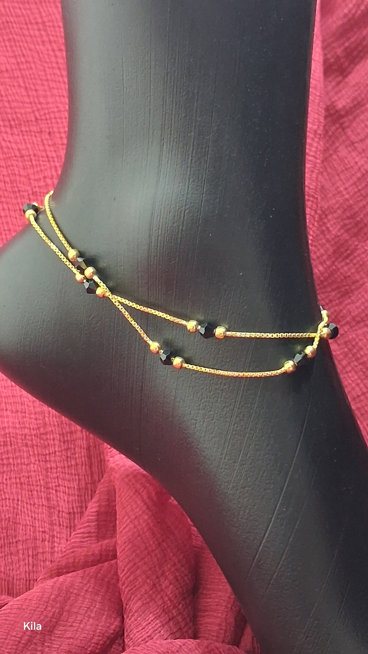 92.5 Silver Gold Plated Anklets | Stylish Premium Finish | Elegant Jewellery