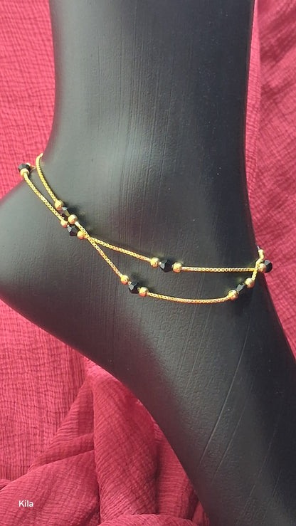 92.5 Silver Gold Plated Anklets | Stylish Premium Finish | Elegant Jewellery