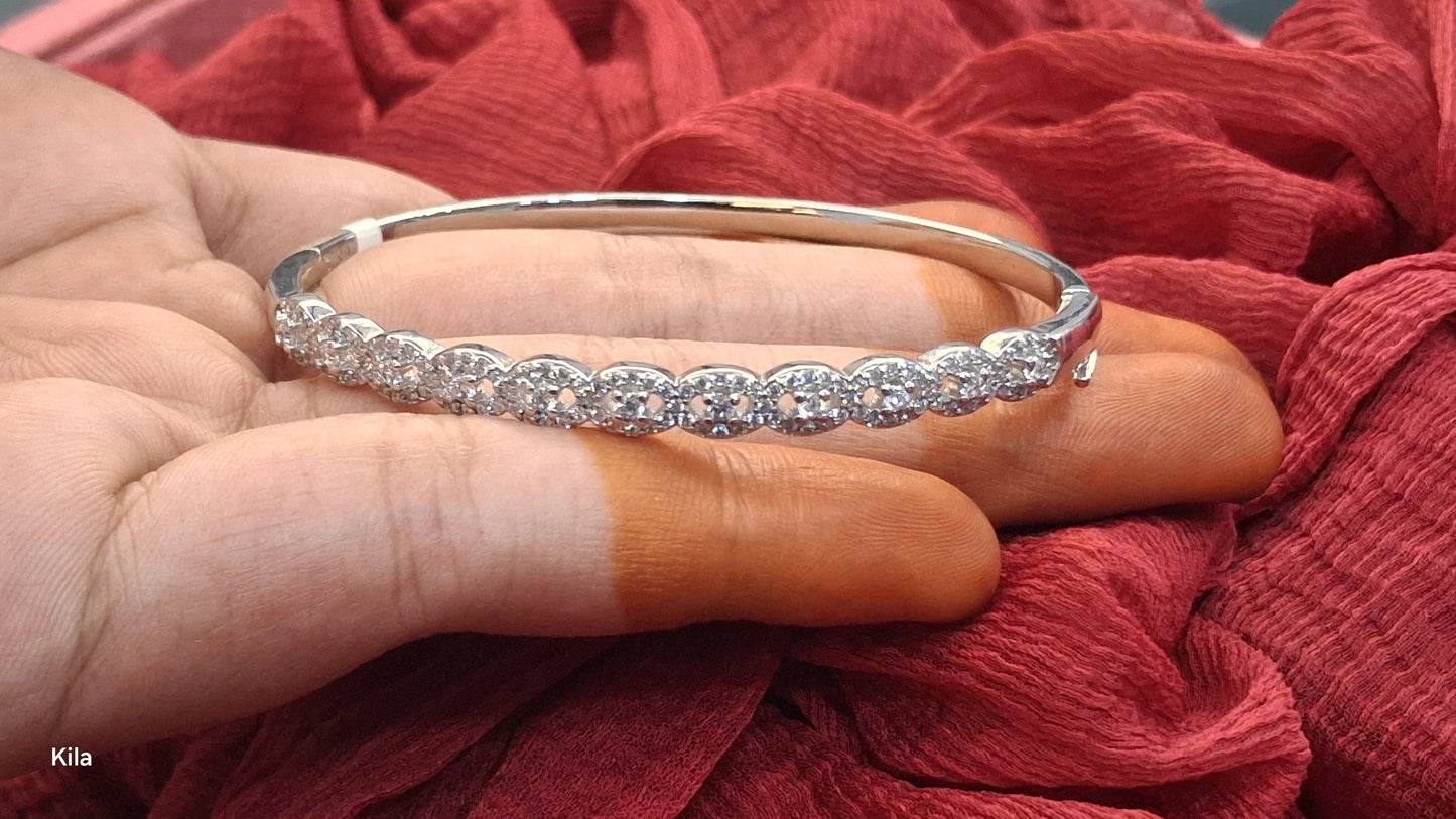 92.5 Silver Kada | Stylish Minimal Design | Elegant Jewellery