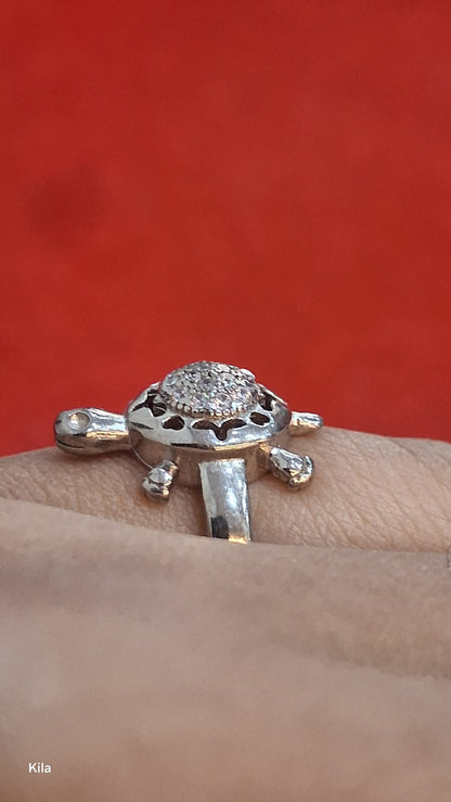 92.5 Silver Minimal Tortoise Symbol Ring | Clean Design | Everyday Jewellery