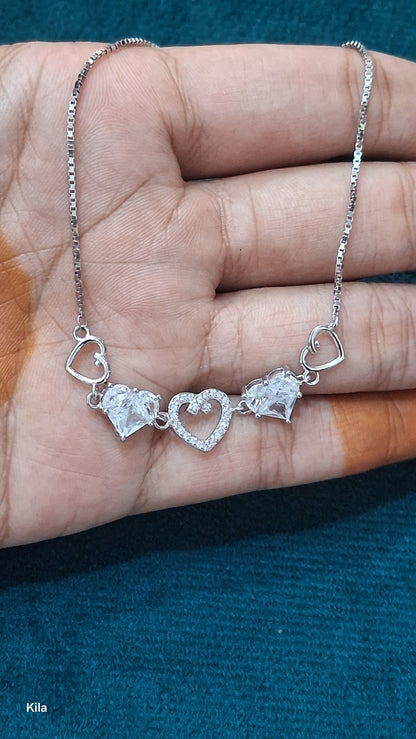 92.5 Silver Heart Bracelet | Stylish Romantic Design | Elegant Jewellery