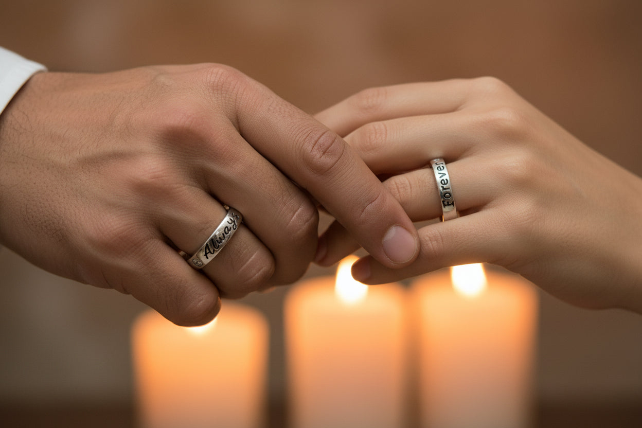 92.5 Silver Couple Rings (Men Size 24 | Women Size 14) | Stylish Premium Matching Design | Jewellery