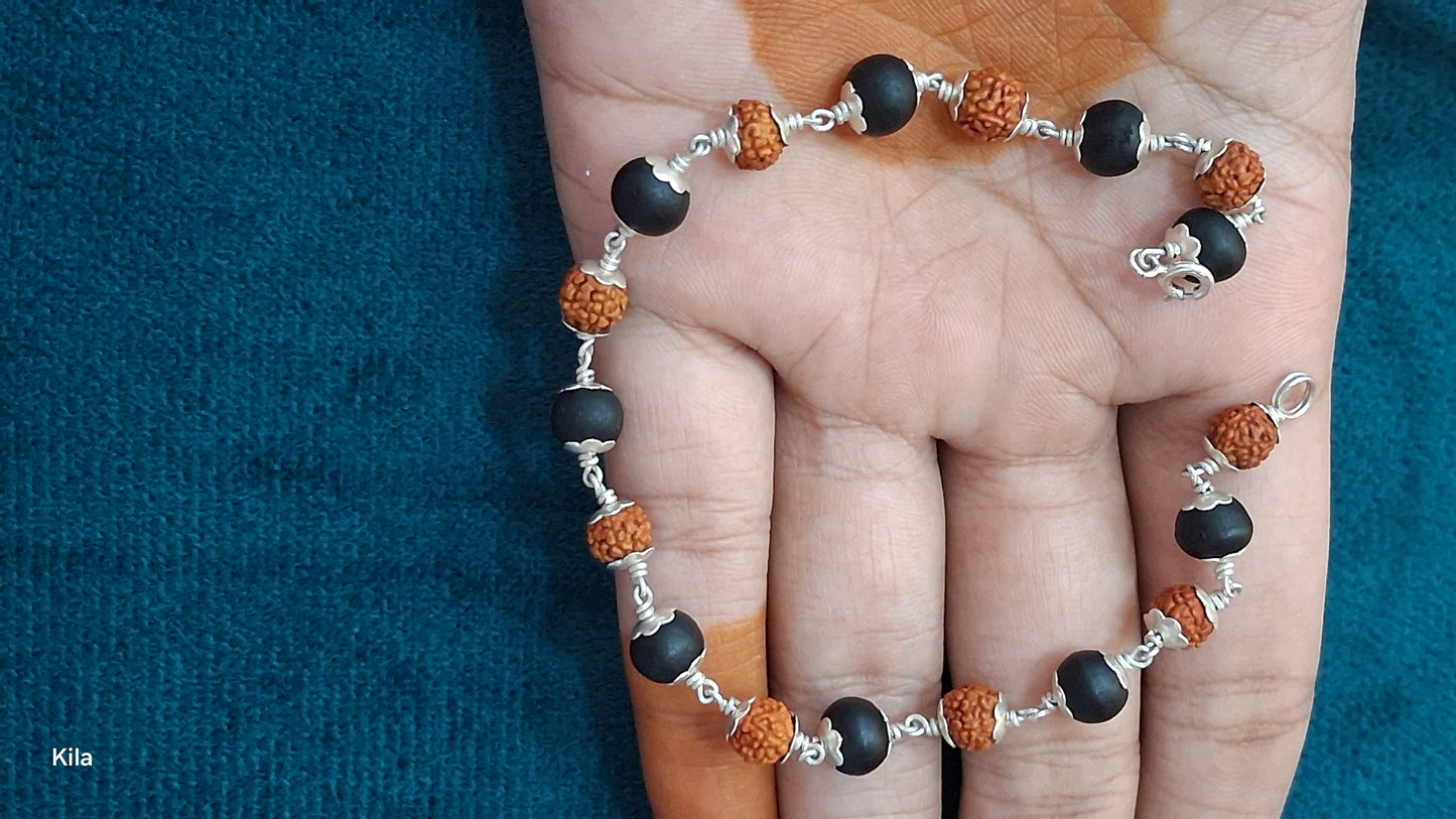 karungali rudraksha bracelet in silver