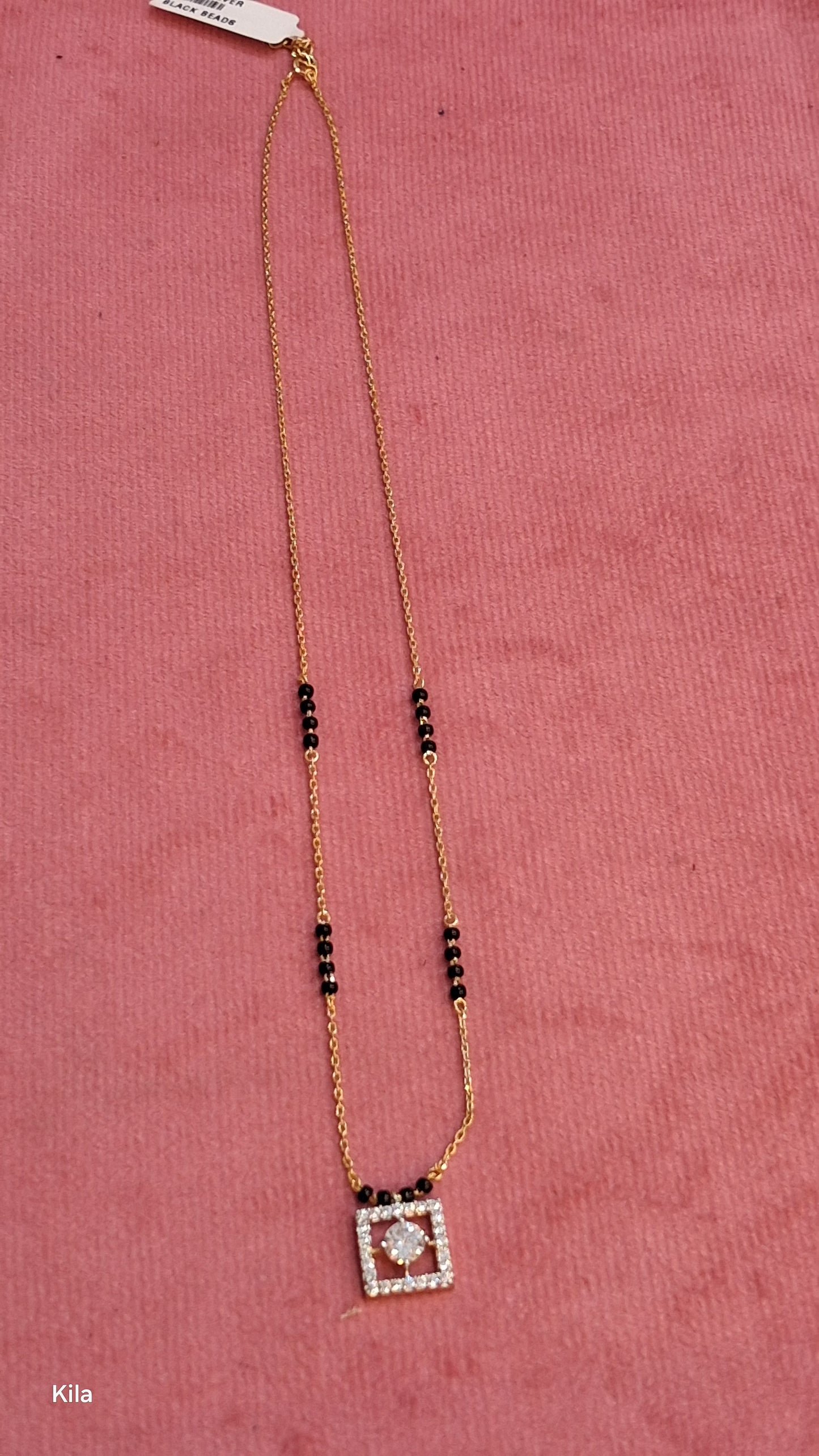 92.5 Silver Gold Plated Black Beads Chain 20 Inches | Stylish Long Design | Jewellery