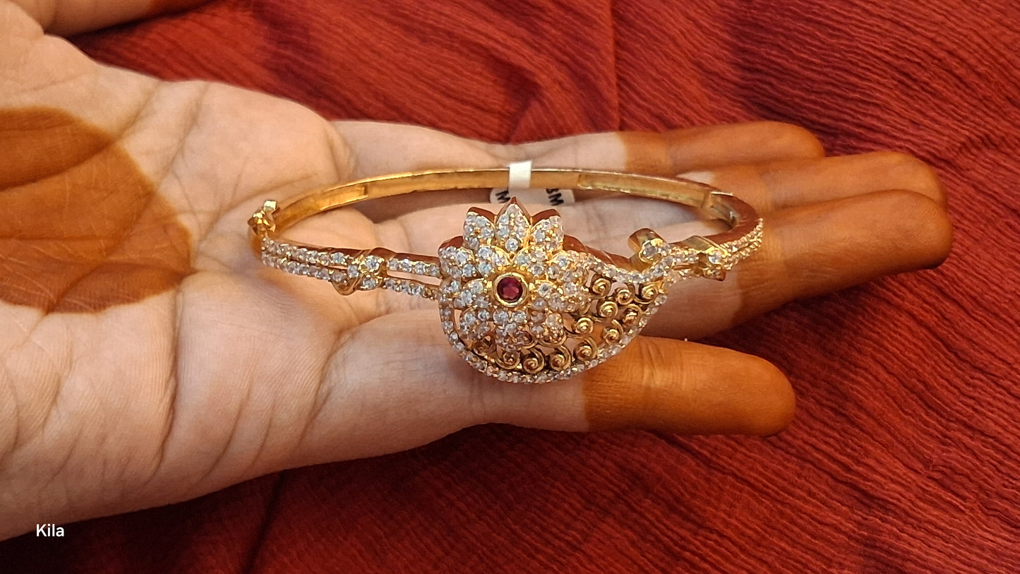 92.5 Silver Gold Plated Kada | Stylish Premium Design | Elegant Jewellery