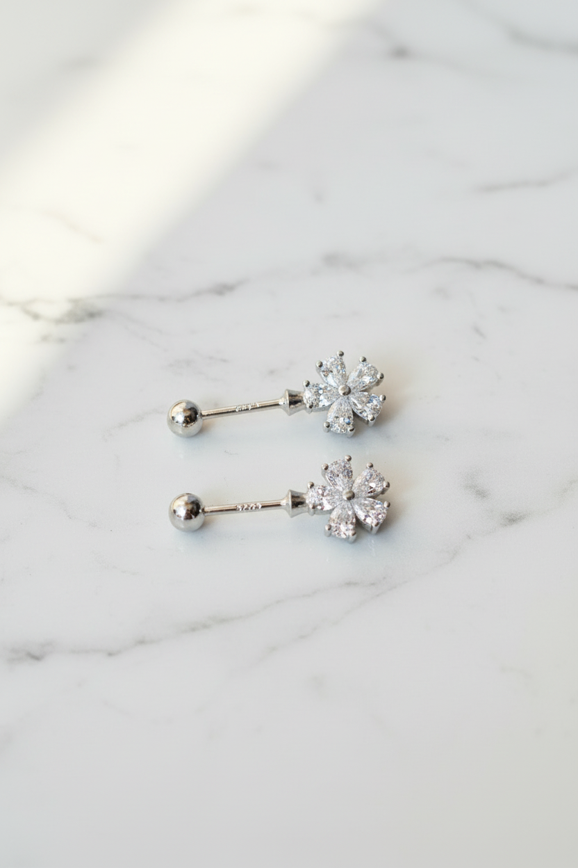 92.5 Silver Flower Bugadi | Stylish Premium Floral Design | Elegant Jewellery