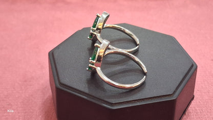 92.5 Silver Green Stone Toe Rings | Stylish Elegant Design | Jewellery