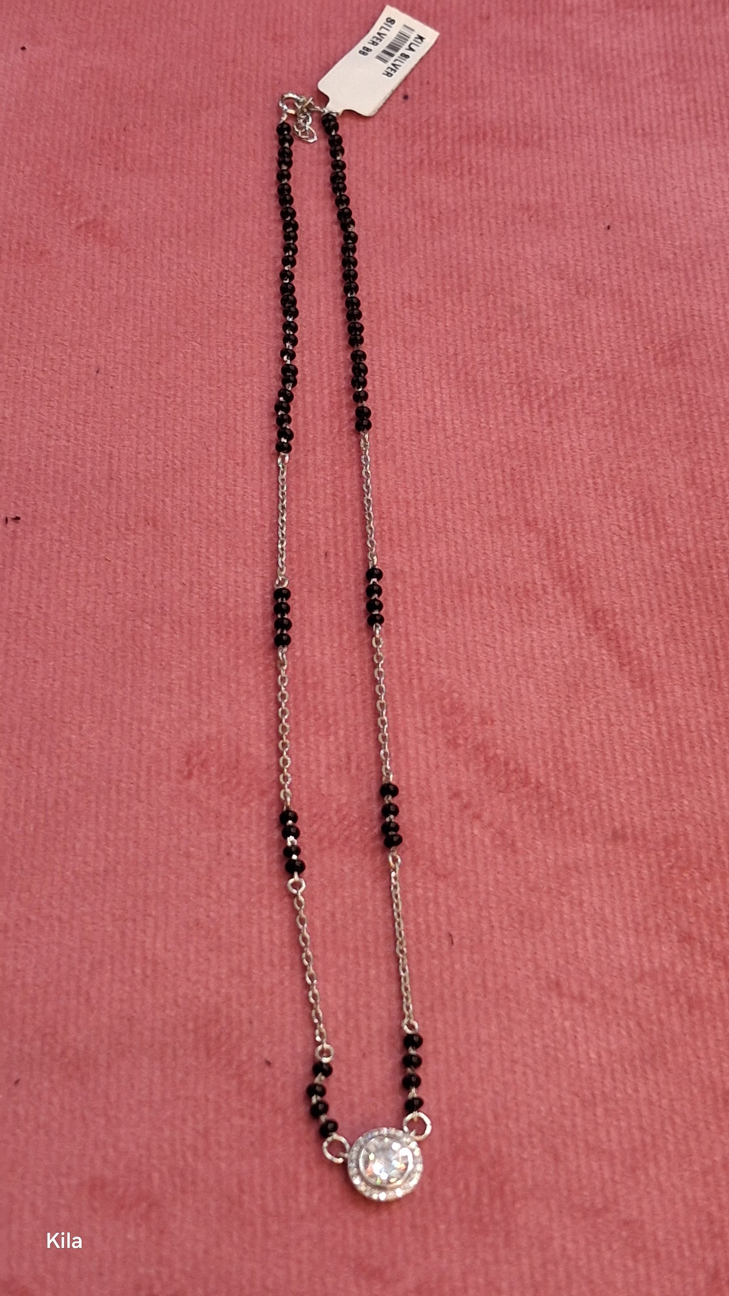 92.5 Silver Black Beads Chain 18 Inches | Elegant Daily Wear Design | Jewellery