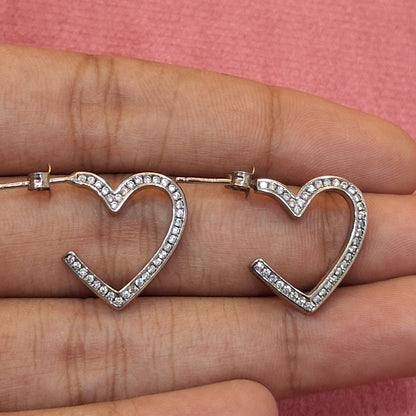 92.5 Silver Heart Shape Earrings | Romantic Elegant Design | Jewellery
