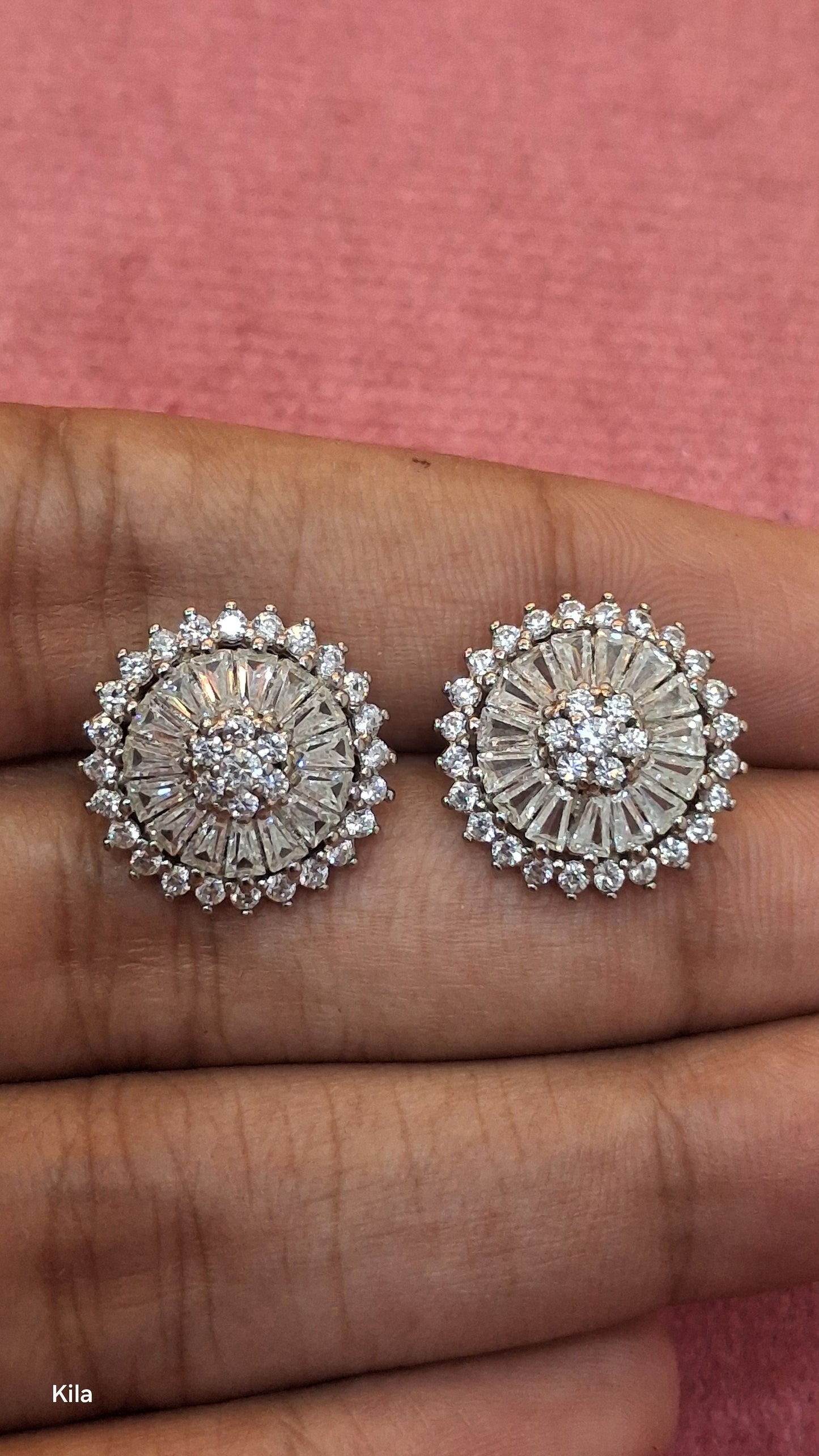 92.5 Silver White Stone Earrings | Sparkling Elegant Design | Jewellery