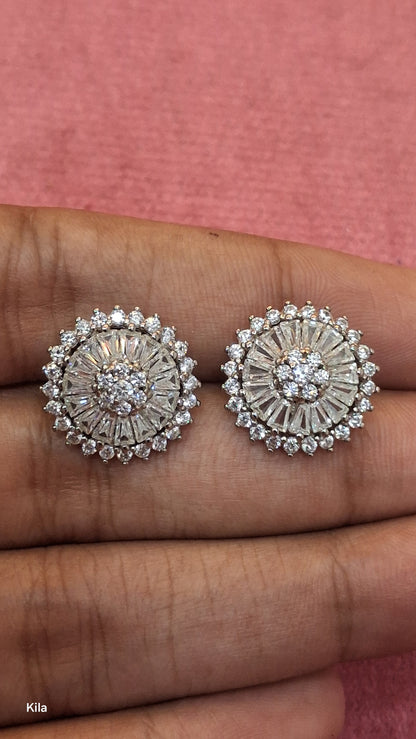 92.5 Silver White Stone Earrings | Sparkling Elegant Design | Jewellery