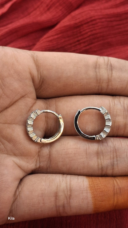 92.5 Silver White Stone Bali Earrings | Stylish Sparkling Design | Elegant Jewellery