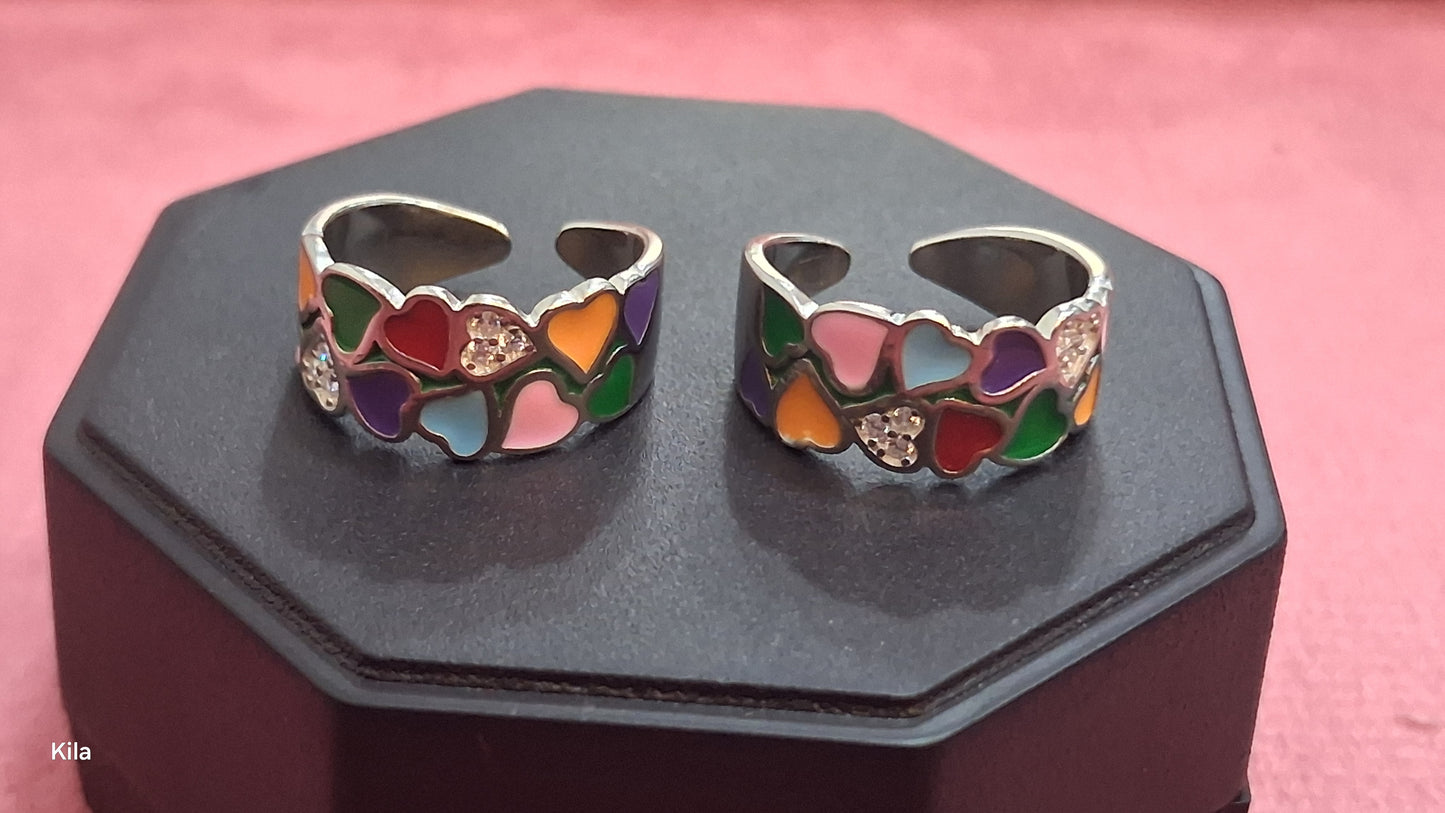92.5 Silver Heart Design Toe Rings | Romantic Stylish Finish | Jewellery