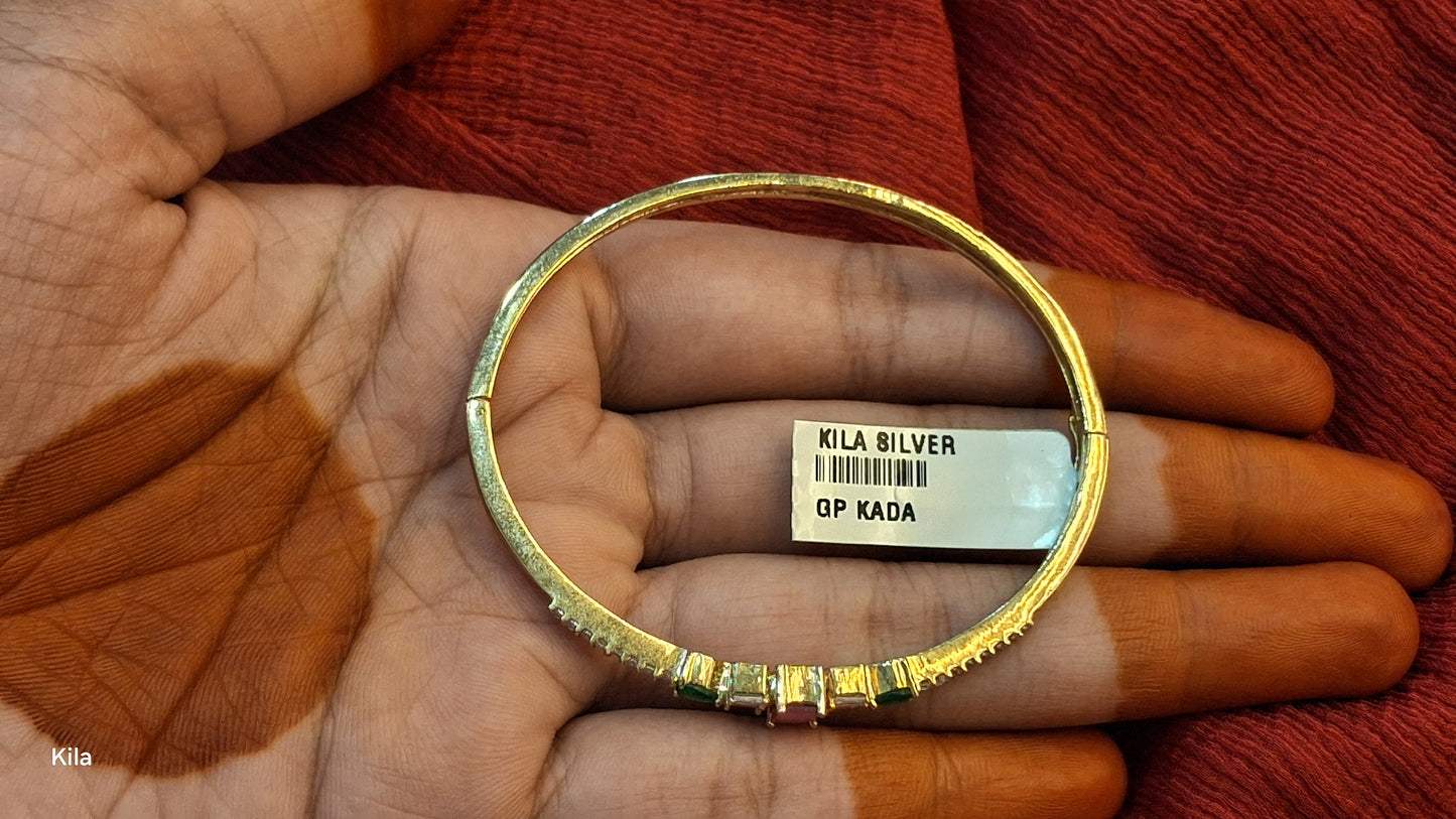 92.5 Silver Gold Plated Kada | Stylish Premium Finish | Elegant Jewellery