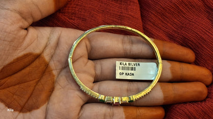 92.5 Silver Gold Plated Kada | Stylish Premium Finish | Elegant Jewellery