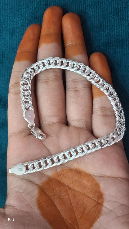 92.5 Silver Men’s Bracelet 8 Inches | Stylish Bold Finish | Elegant Fashion Jewellery