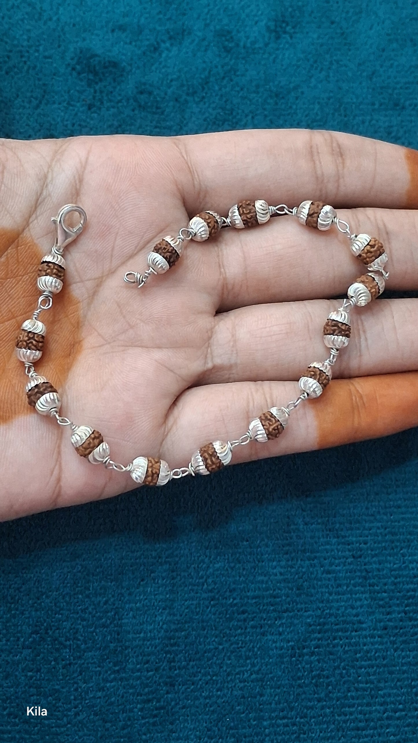 92.5 Silver Rudraksha Bracelet 8 Inches | Stylish Spiritual Design | Elegant Jewellery