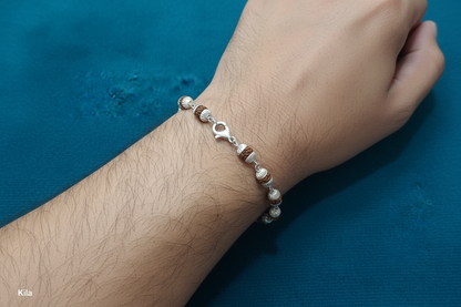 92.5 Silver Rudraksha Bracelet 8 Inches | Stylish Spiritual Design | Elegant Jewellery