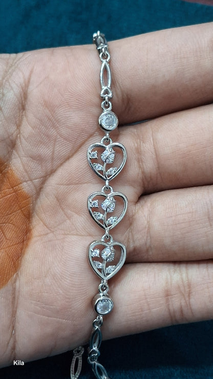 92.5 Silver Heart Bracelet | Stylish Elegant Love Design | Jewellery