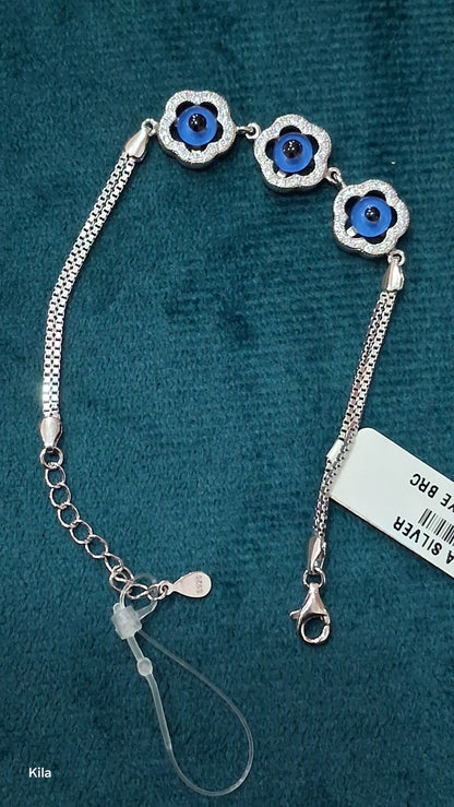92.5 Silver Evil Eye Bracelet | Stylish Protective Design | Elegant Jewellery
