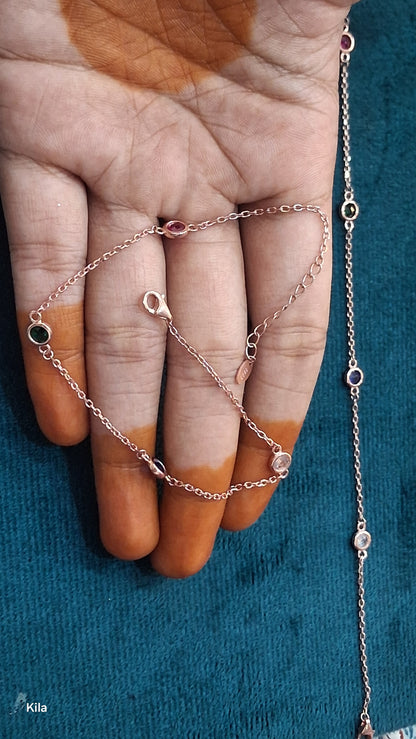 92.5 Silver Rose Gold Plated Anklets | Stylish Modern Design | Elegant Jewellery