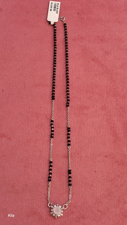 92.5 Silver Black Beads Chain 18 Inches | Premium Traditional Design | Jewellery