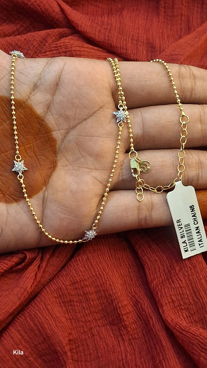 925 Silver Premium Gold Plated Chain 18 Inches | Stylish Elegant Design | Jewellery