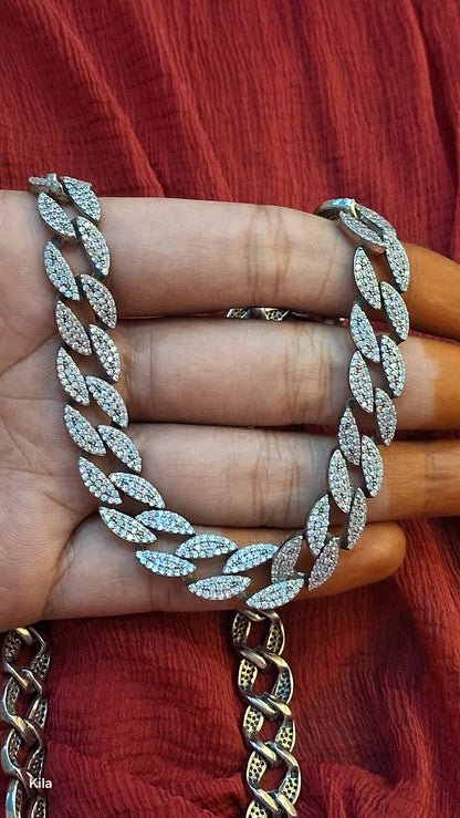 92.5 Silver Cuban Men’s Chain 19 Inches | Stylish Strong Design | Elegant Jewellery