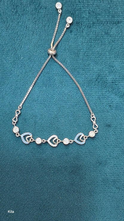 92.5 Silver Heart Bracelet | Stylish Love Design | Elegant Jewellery