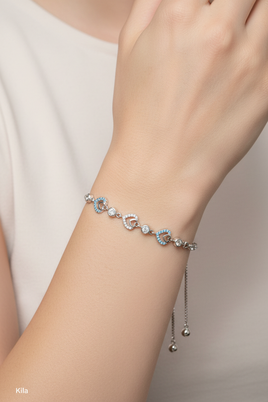92.5 Silver Heart Bracelet | Stylish Love Design | Elegant Jewellery