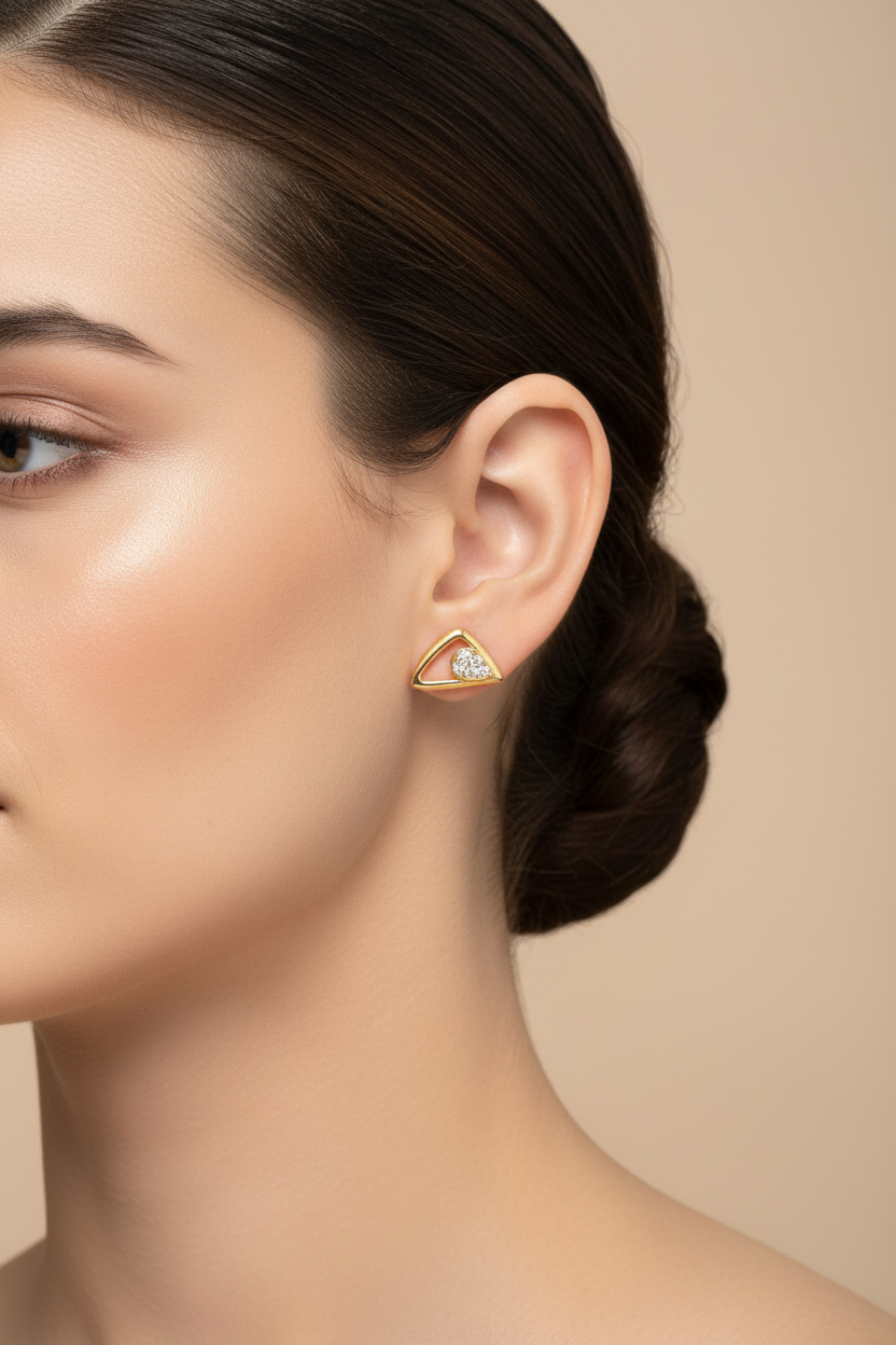 92.5 Silver Gold Plated Studs | Premium Finish Design | Elegant Jewellery
