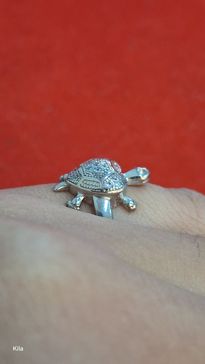 92.5 Silver Heart Tortoise Ring | Love & Protection Symbol | Elegant Jewellery