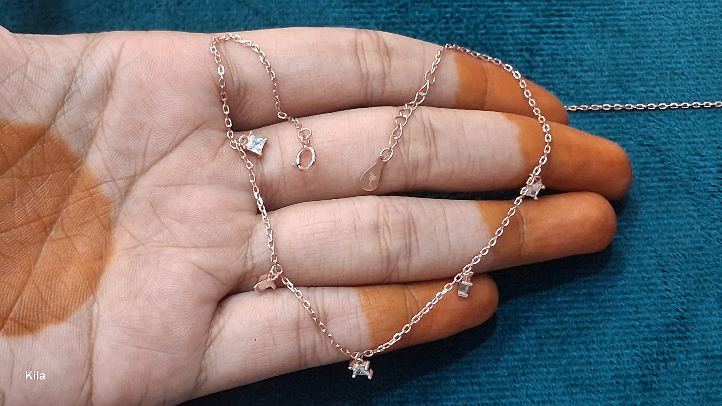 92.5 Silver Rose Gold Plated Anklets | Stylish Classic Design | Elegant Jewellery